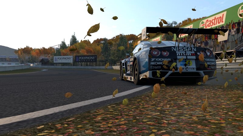 Nissan Race Car on Track — Blue