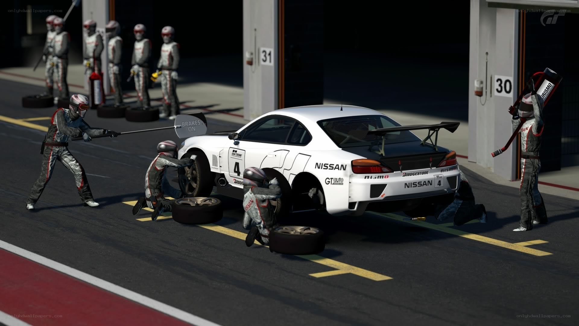 Nissan race car pit stop