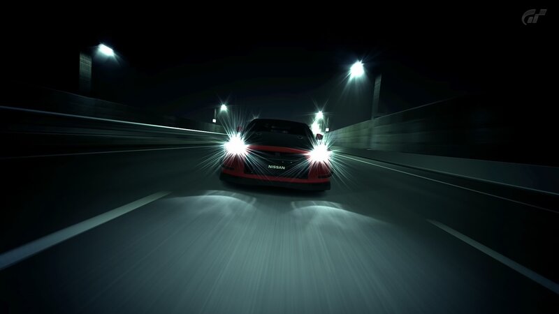 Nissan racing at night
