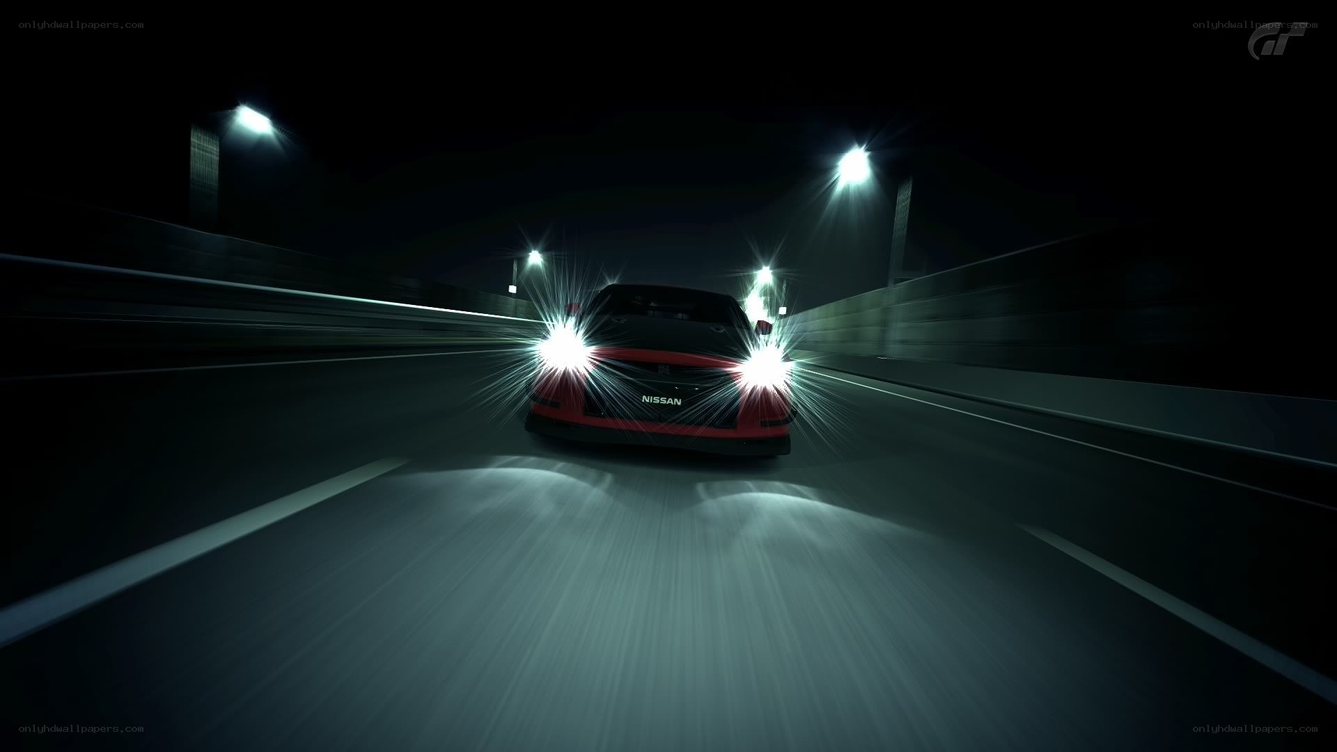 Nissan racing at night
