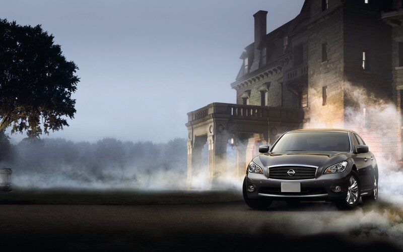 Nissan sedan in misty setting