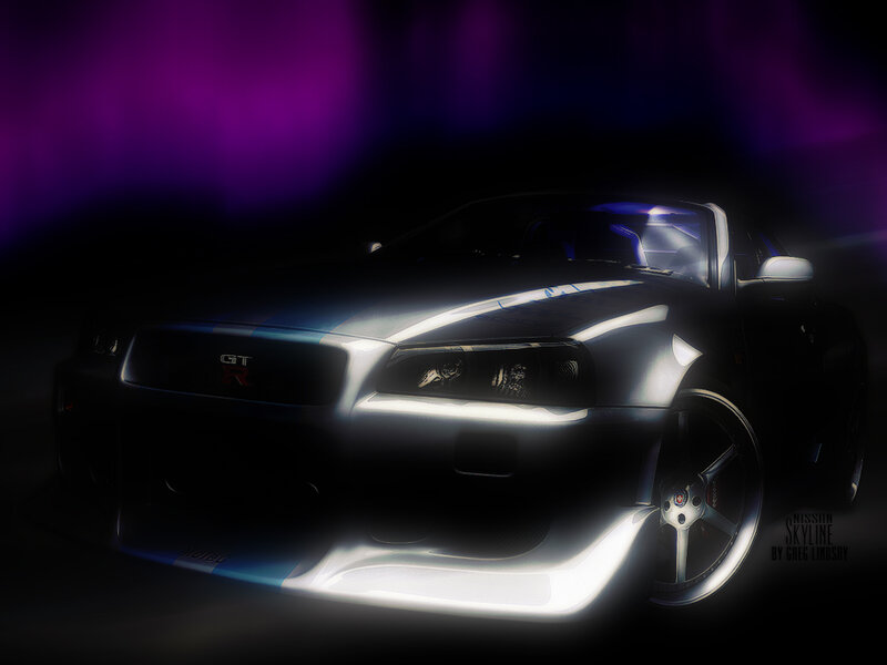 Nissan Skyline GT-R in purple light