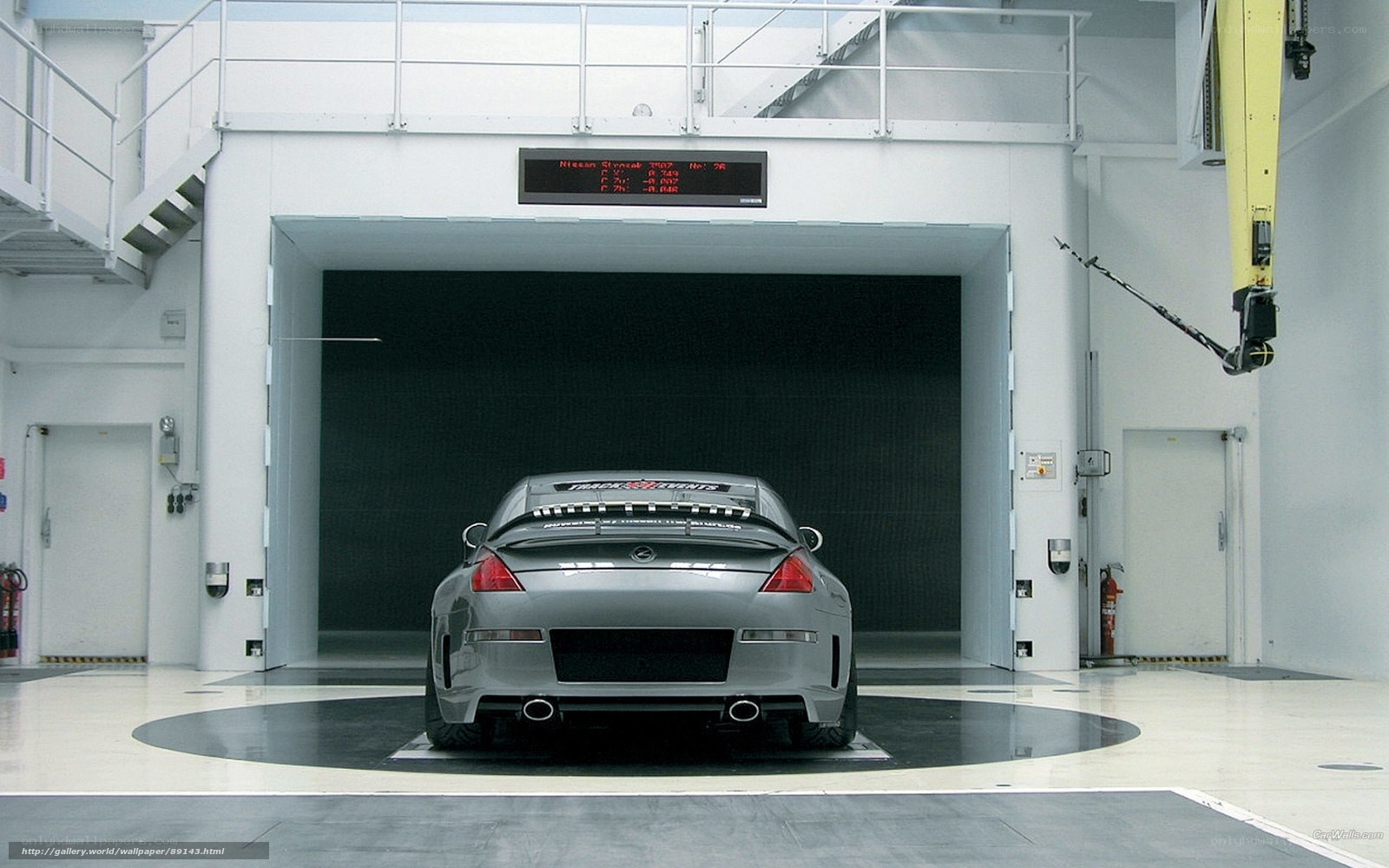 Nissan sports car in wind tunnel