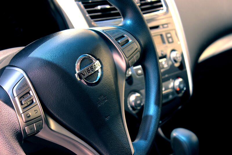 Nissan steering wheel close-up