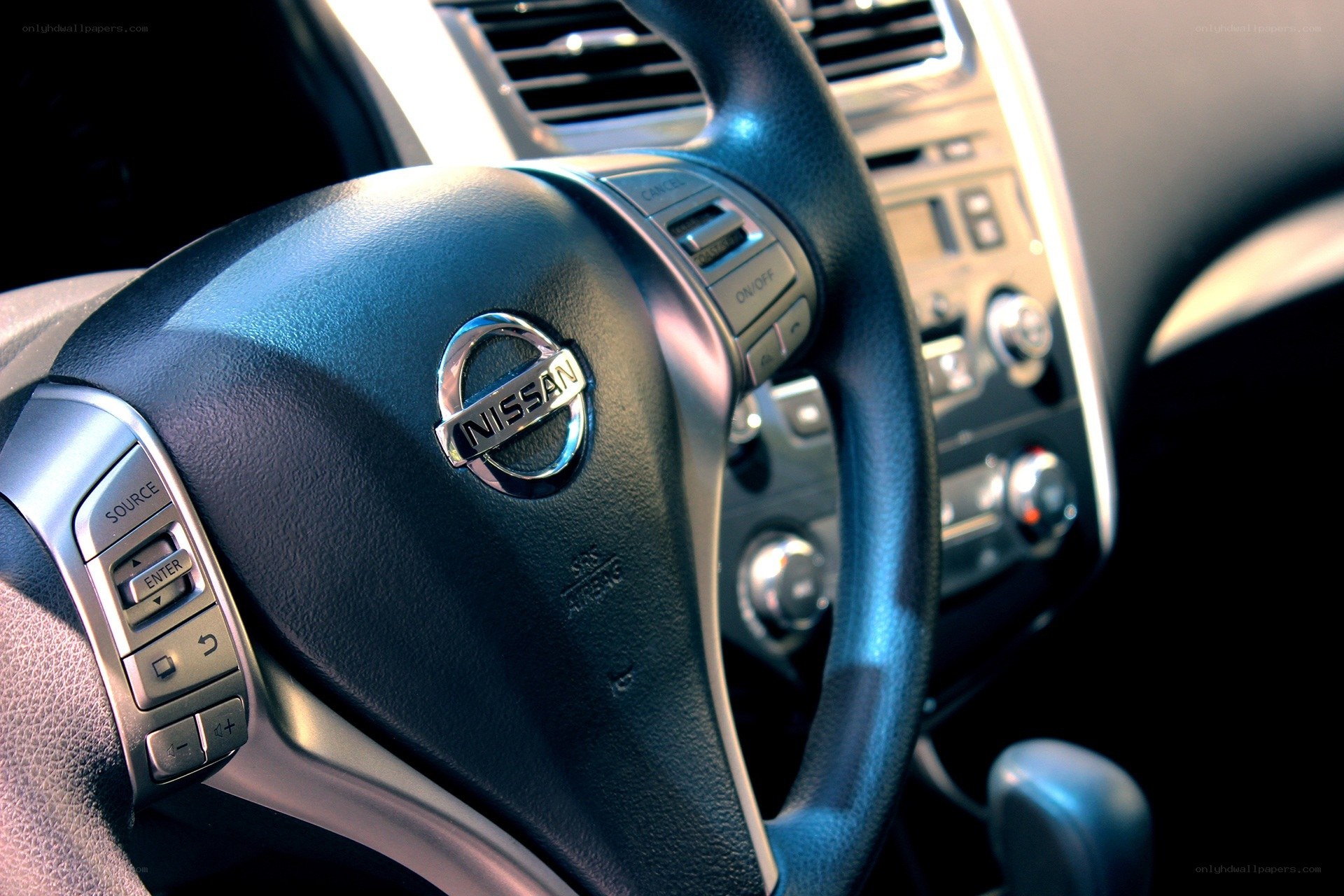 Nissan steering wheel close-up