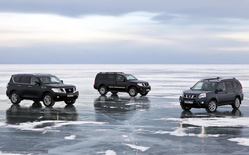 Nissan SUVs on frozen lake