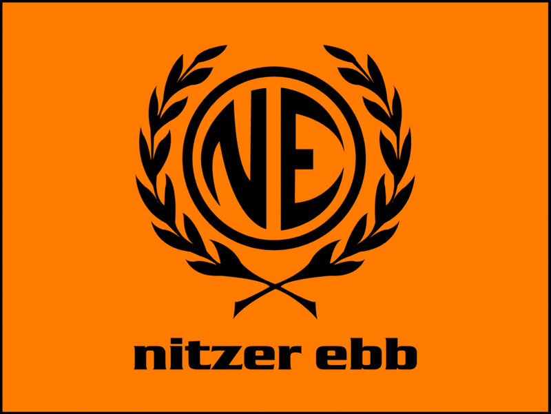 Nitzer Ebb logo on orange