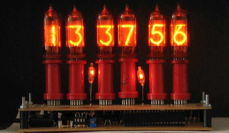 Nixie Tube Clock — Red, Dramatic