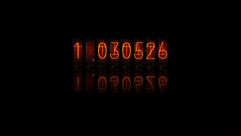 Nixie Tube Display — Black, Dramatic, Night, Photograph