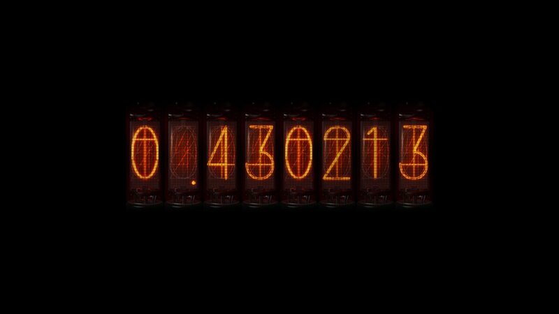 Nixie Tube Display — Orange, Dramatic, Night, Digital Art, Numbers, Glowing Tubes