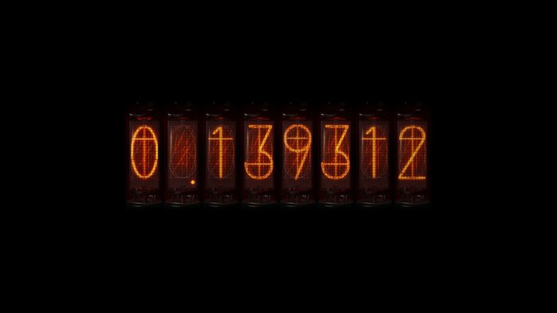 Nixie Tube Display — Orange, Dramatic, Night, Digital Art, Numbers, Tubes, Grid