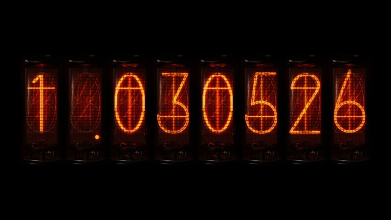 Nixie Tube Display — Orange, Dramatic, Photograph