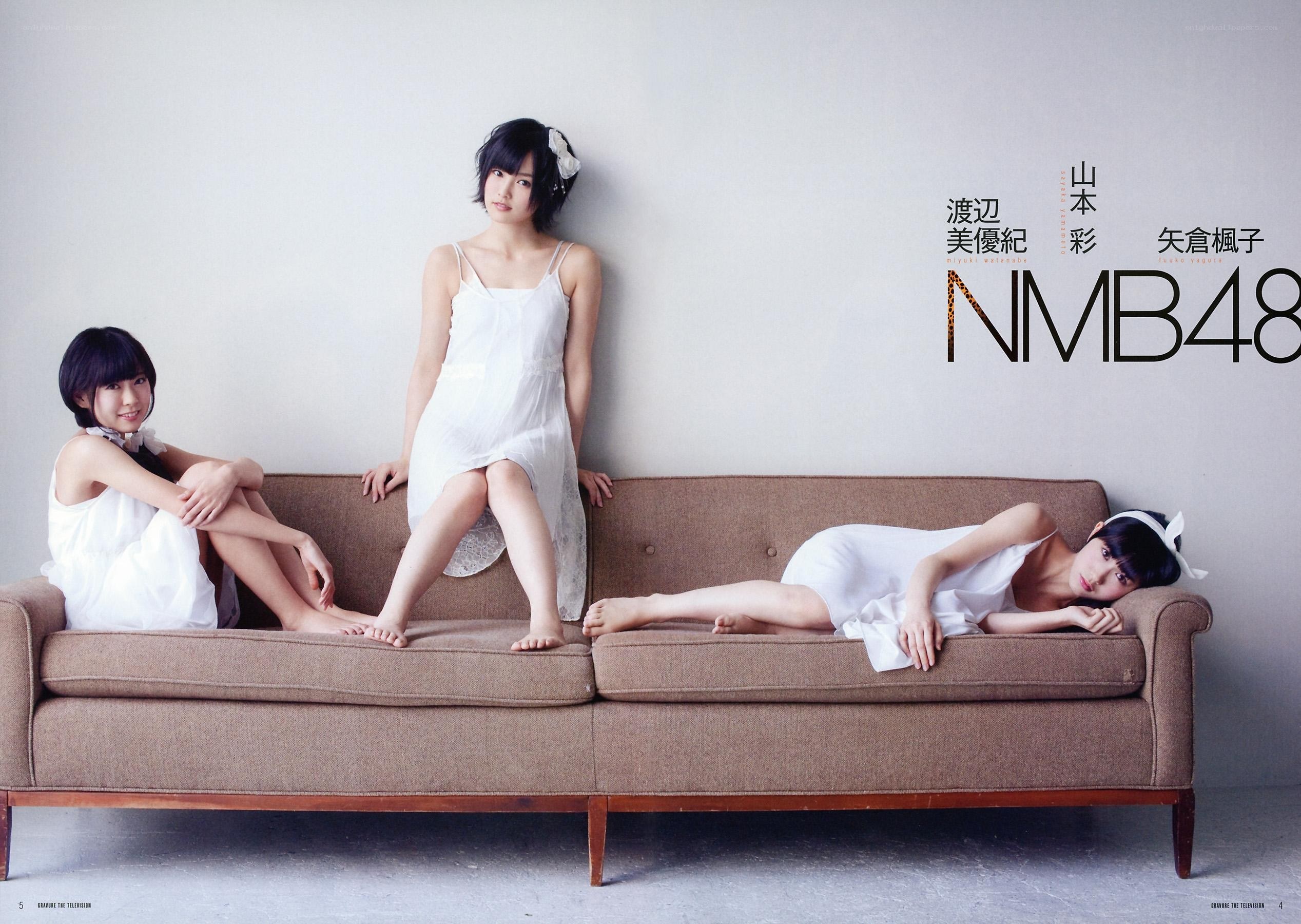 NMB48 members on a couch