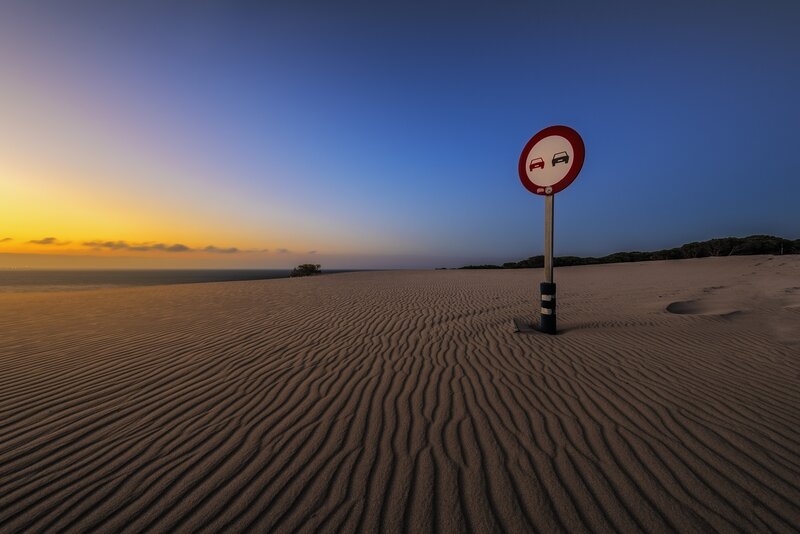 No Entry Sign on Dunes