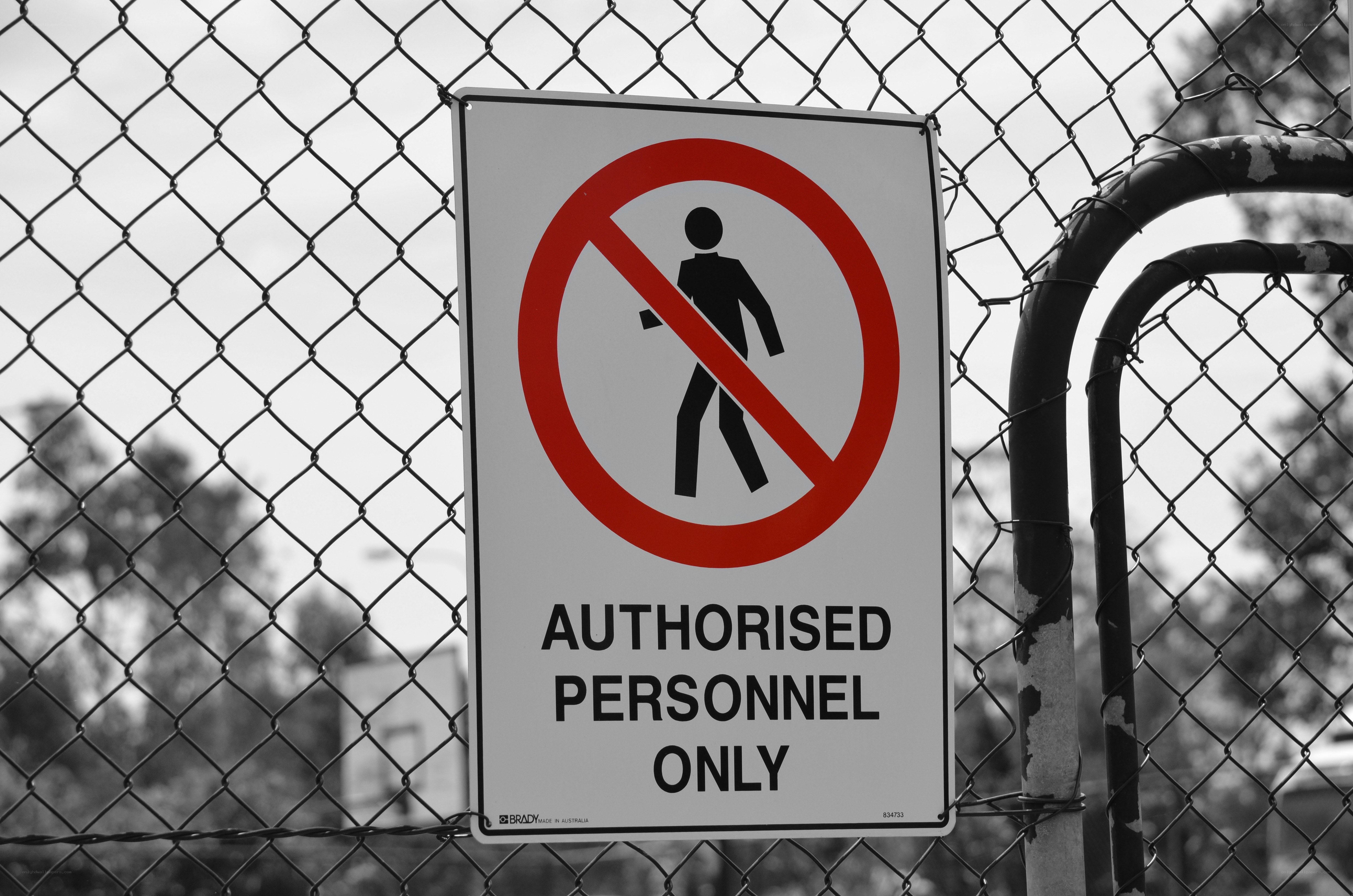 No entry sign on fence