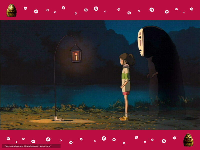 No-Face and Chihiro at night