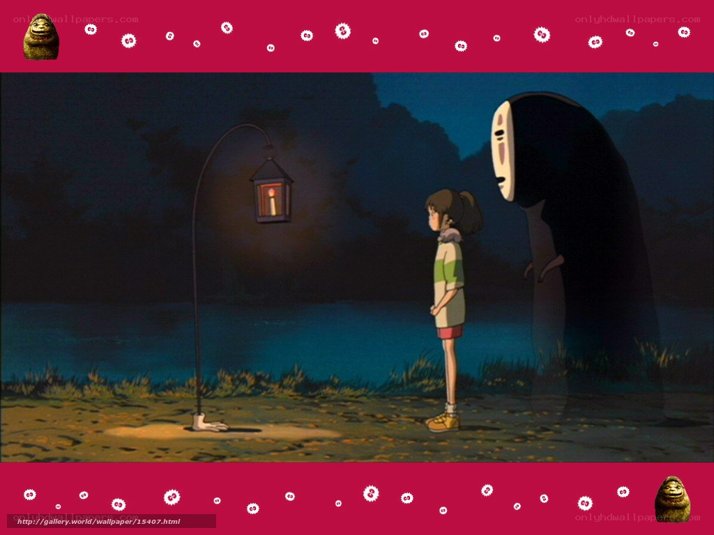 No-Face and Chihiro at night