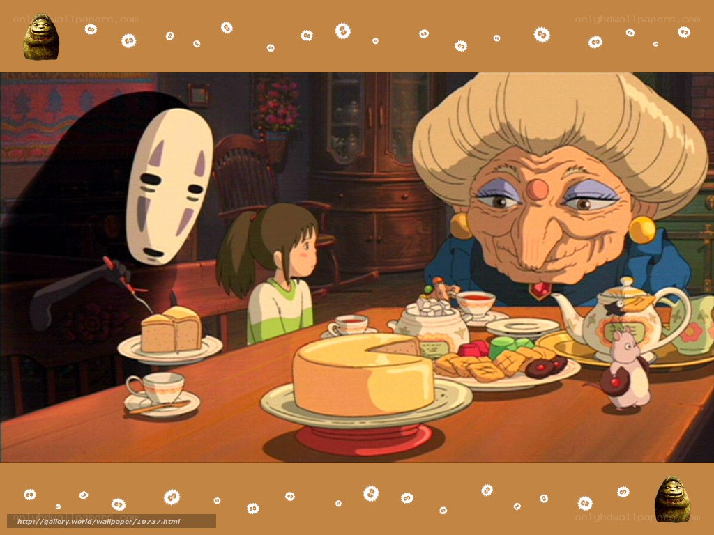No-Face and Chihiro at tea time