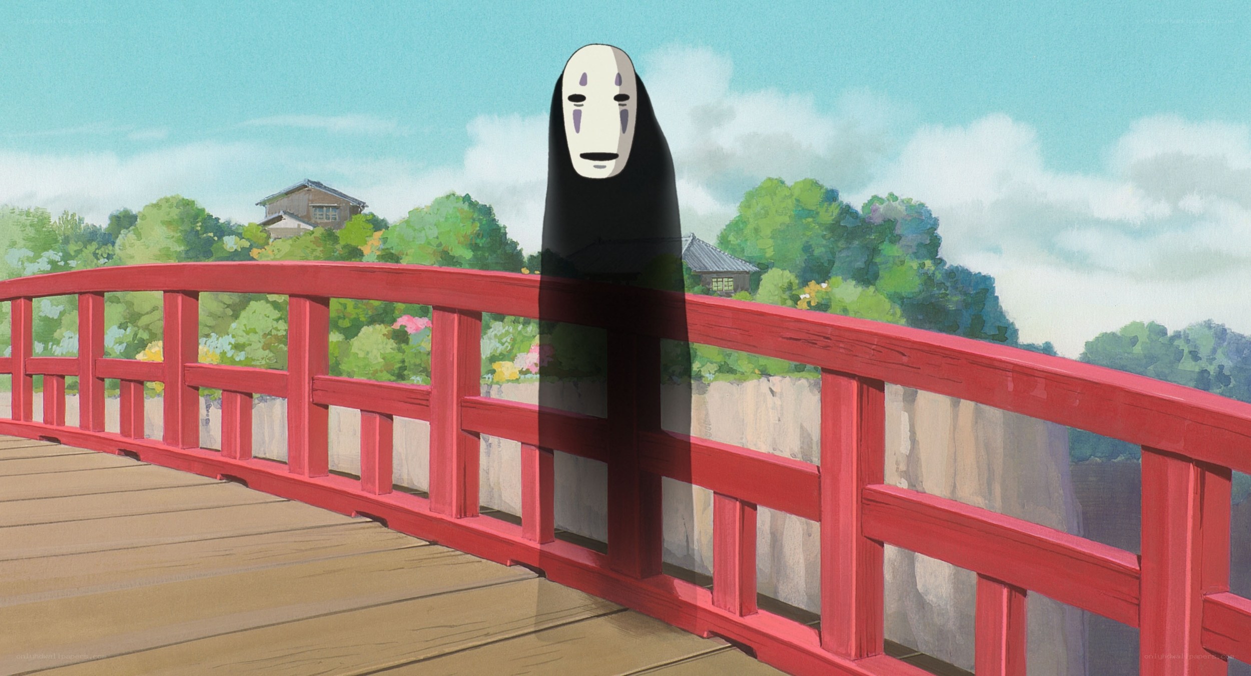 No-Face on a red bridge