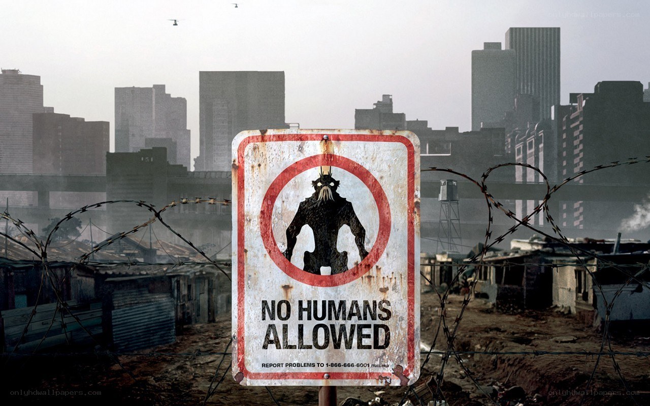 No Humans Allowed sign