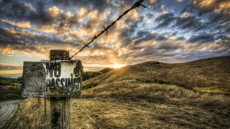No Passing Sign at Sunset — Brown