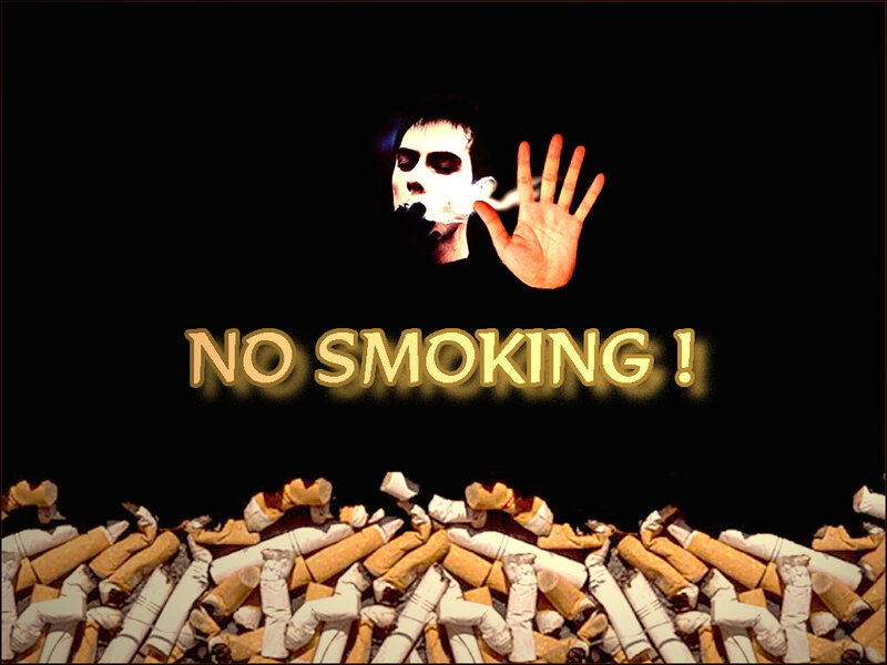 No Smoking Sign with Cigarette Butts