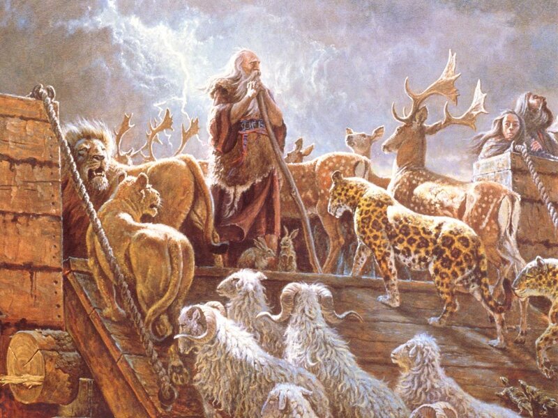 Noah and the animals on the ark