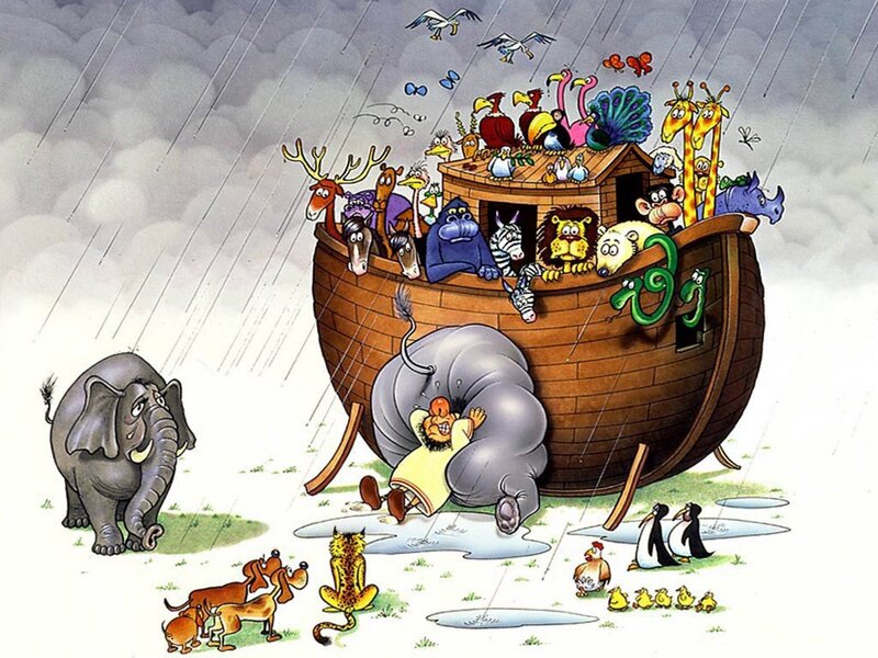 Noah's Ark Cartoon — Brown, Dramatic