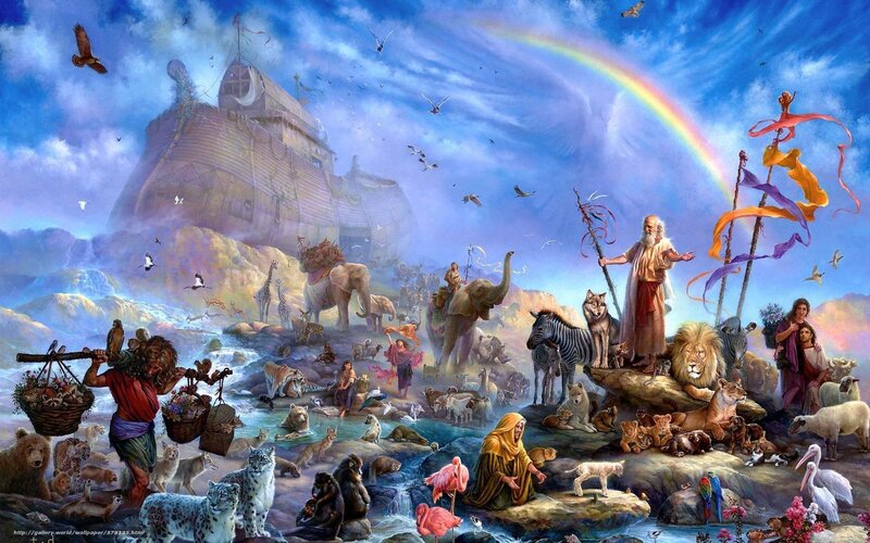 Noah's Ark Scene — Blue, Serene, Afternoon