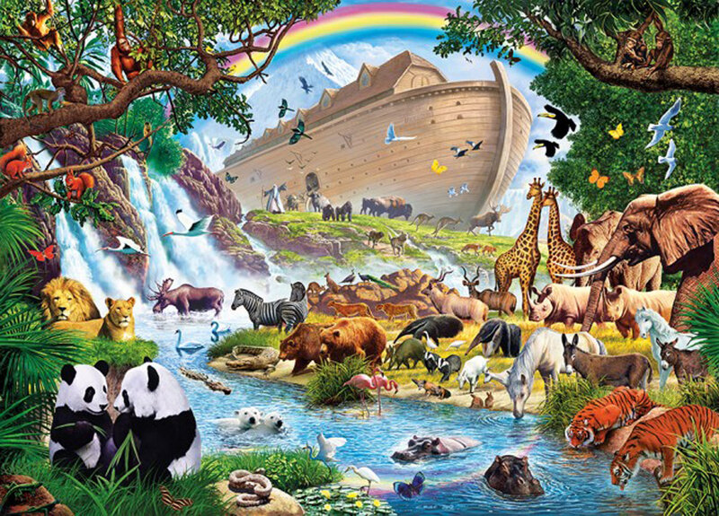 Noah's Ark Scene — Green, Peaceful, Afternoon