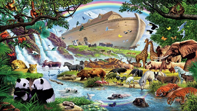 Noah's Ark Scene — Green, Peaceful
