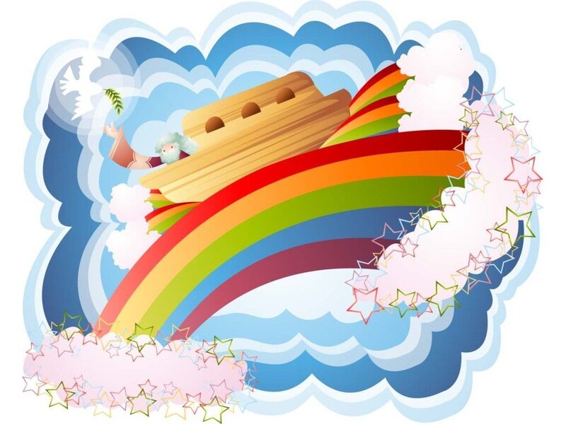 Noah's Ark with Rainbow — Blue