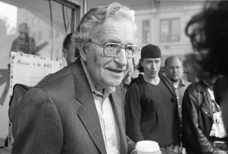 Noam Chomsky at a protest