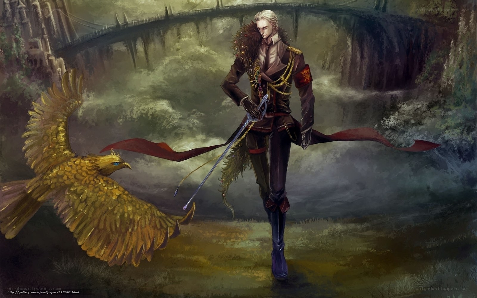 noble warrior with golden bird