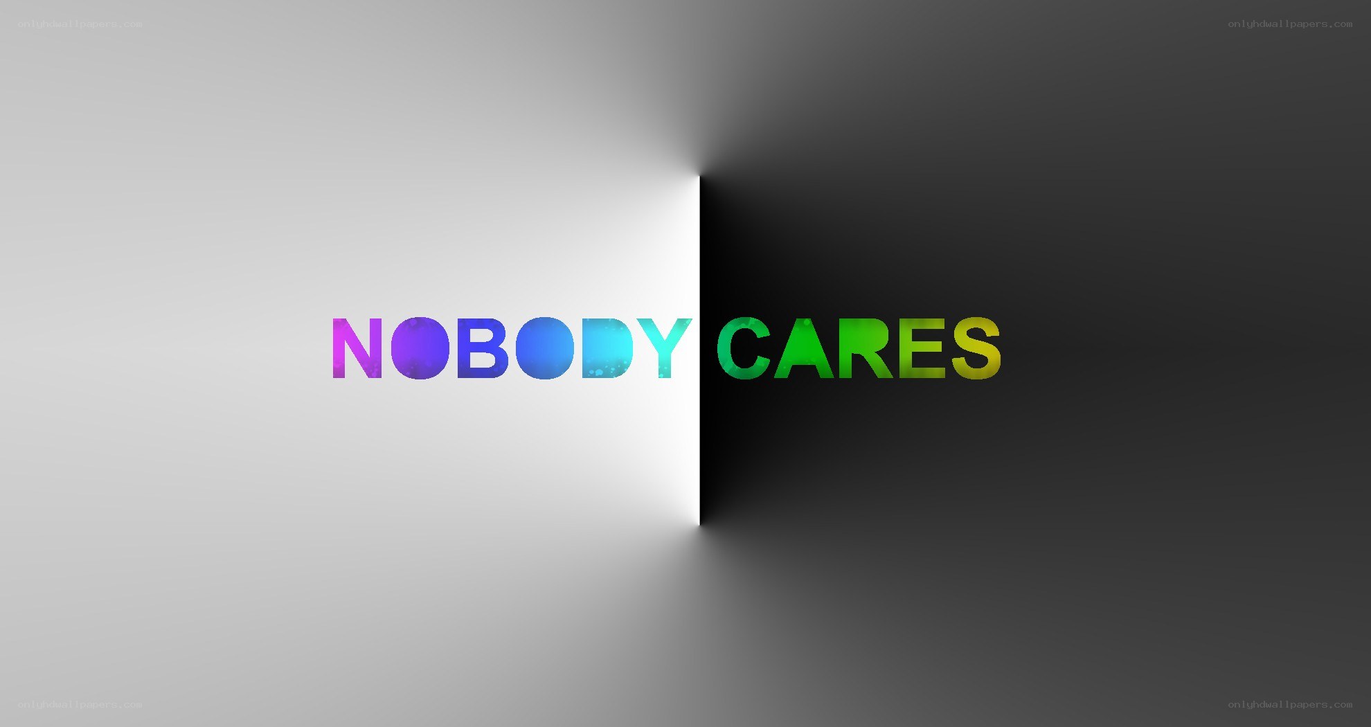 Nobody Cares text on split background