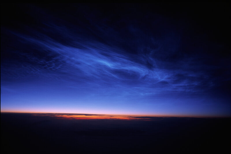 Noctilucent clouds at twilight