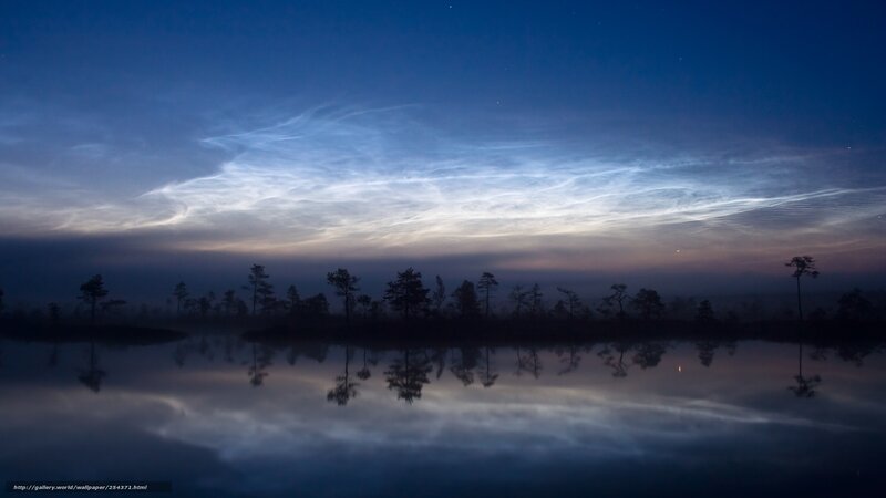 Noctilucent Clouds over Lake — Blue, Serene