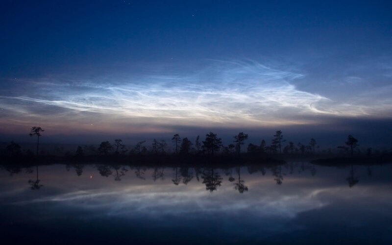 Noctilucent Clouds over Lake — Photograph
