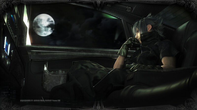 Noctis in car at night