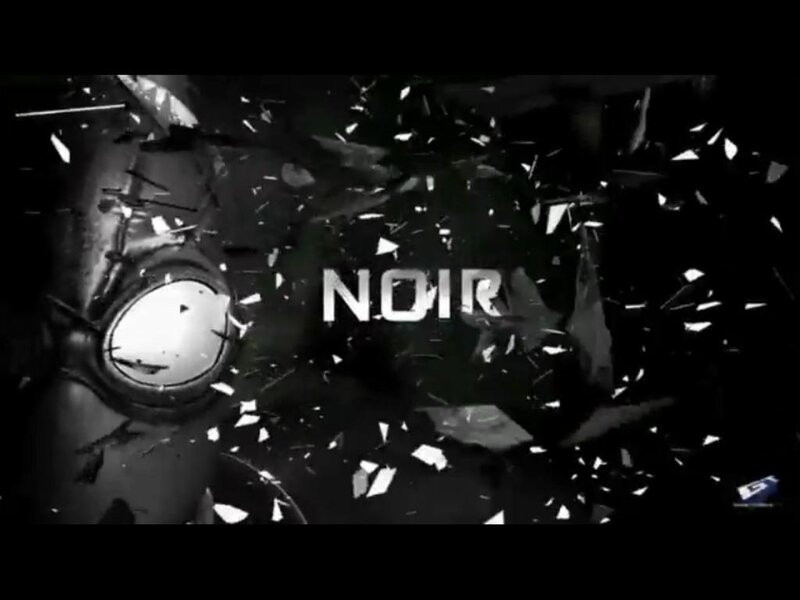 Noir title card with shattered glass