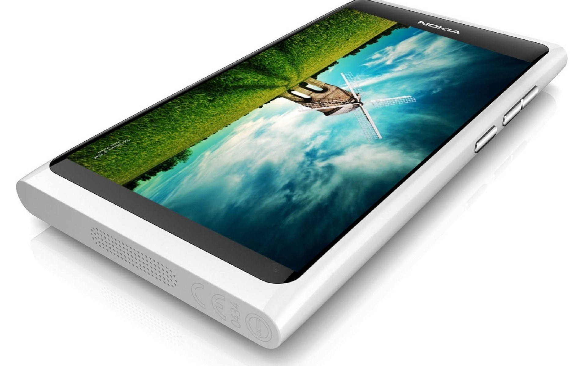 Nokia smartphone with windmill wallpaper