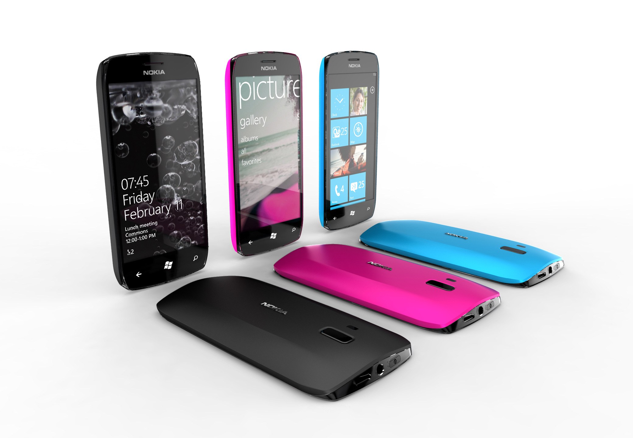 Nokia smartphones in multiple colors