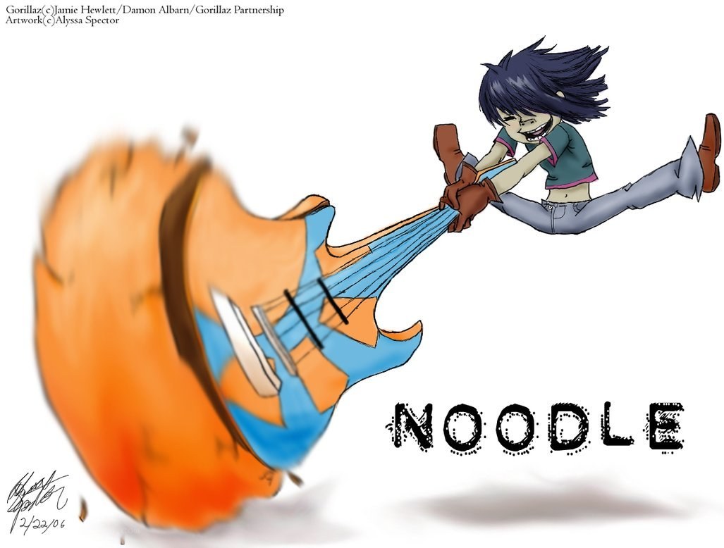 Noodle playing guitar