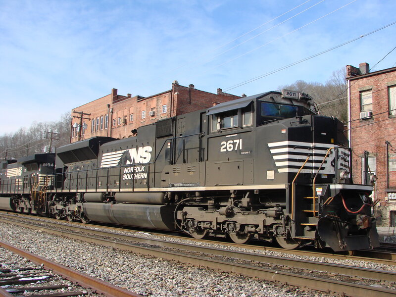 Norfolk Southern locomotives on tracks