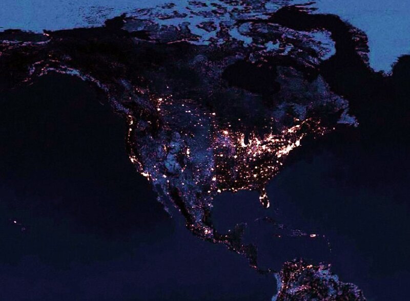 North America at night from space