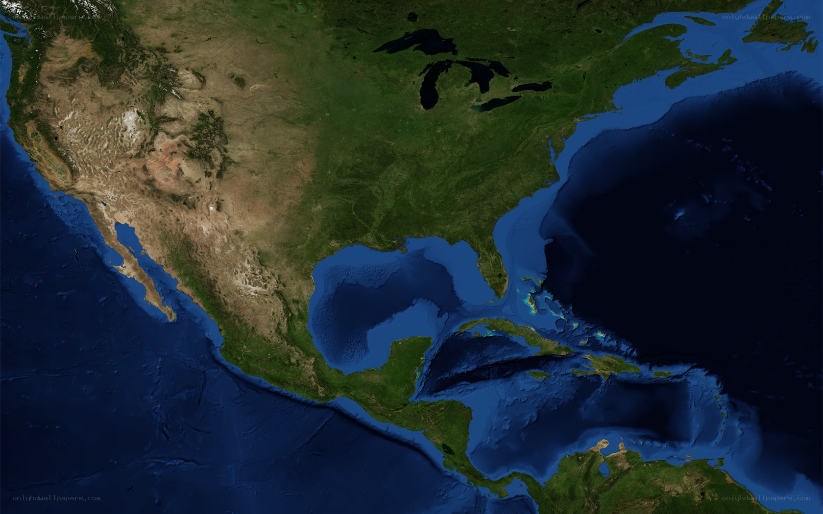 North America satellite view