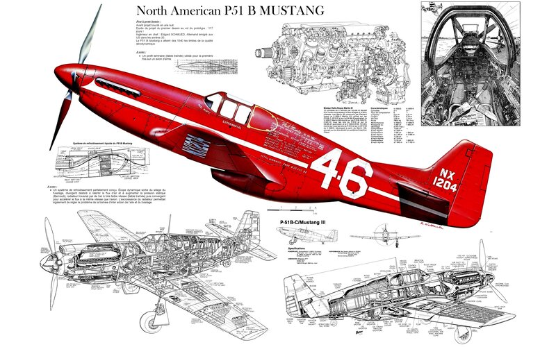 North American P-51 Mustang diagram