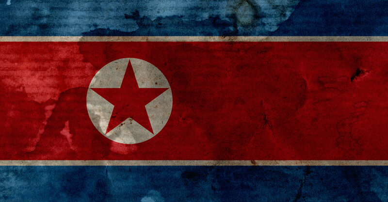 North Korean flag with distressed texture
