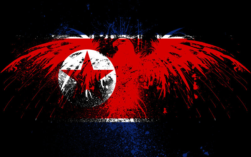North Korean flag with eagle