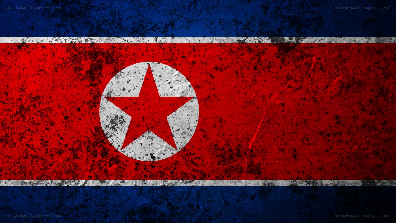 North Korean flag with grunge texture